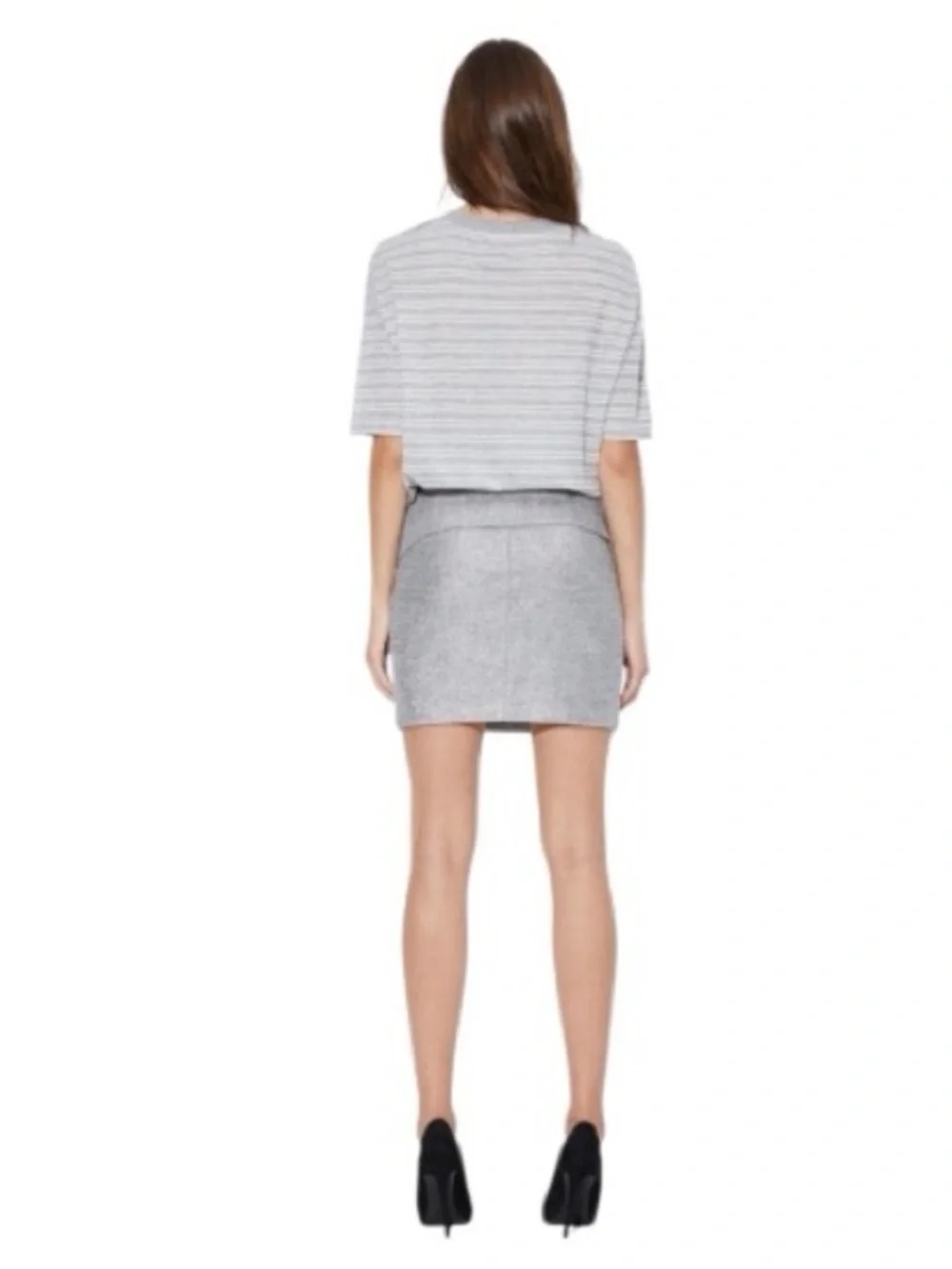 NWT RtA Cheyenne Silver Metallic Draped Mini Skirt Italian Fabric Size 8